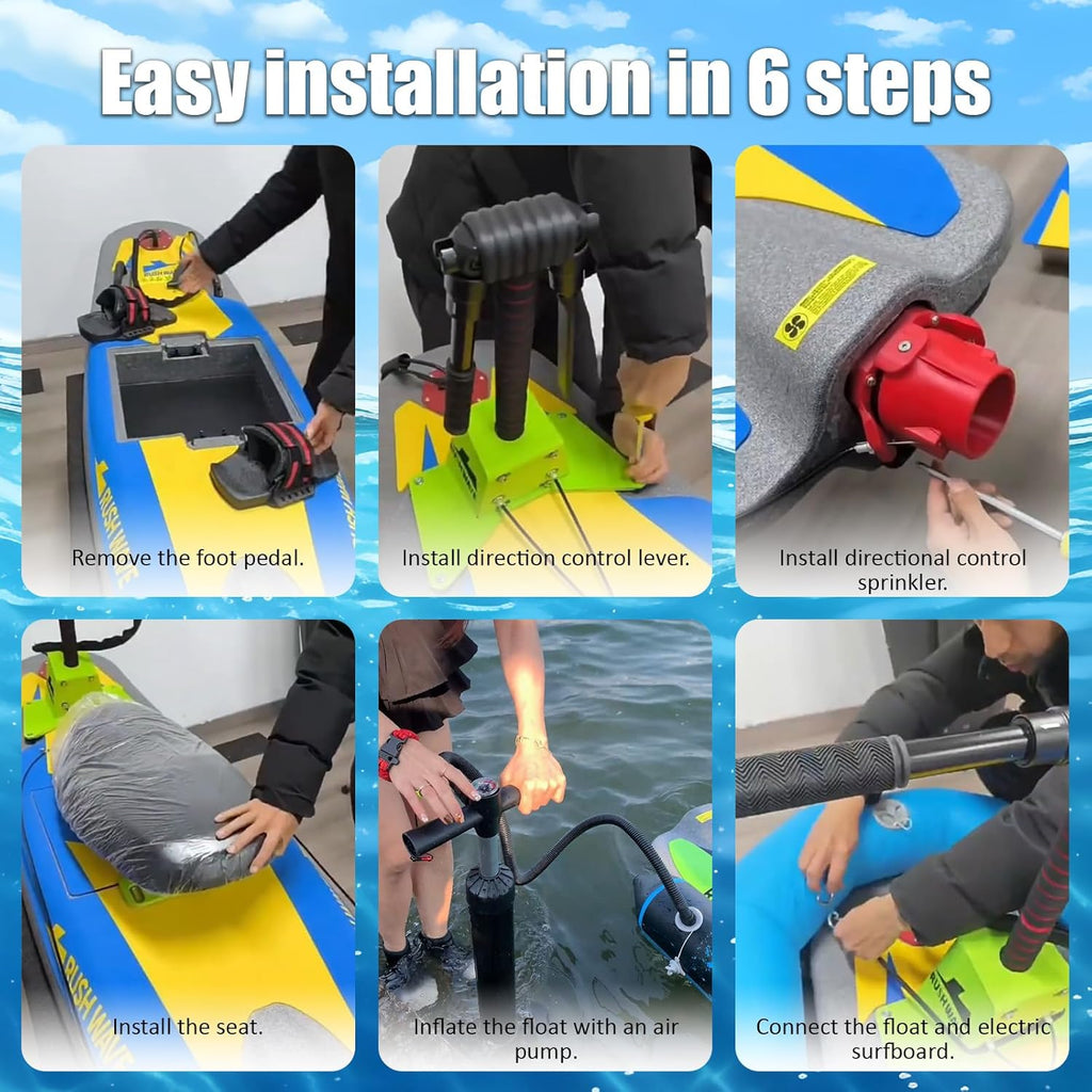 High-Speed Electric Surfboard 12/14/16KW Water Jet Surf Board, Max-Speed of 55/60 KM/h, Battery Life of 50-100/60-120 Min, IP67 Waterproof, Electric Jet Surfboard for Adult, Ship from US